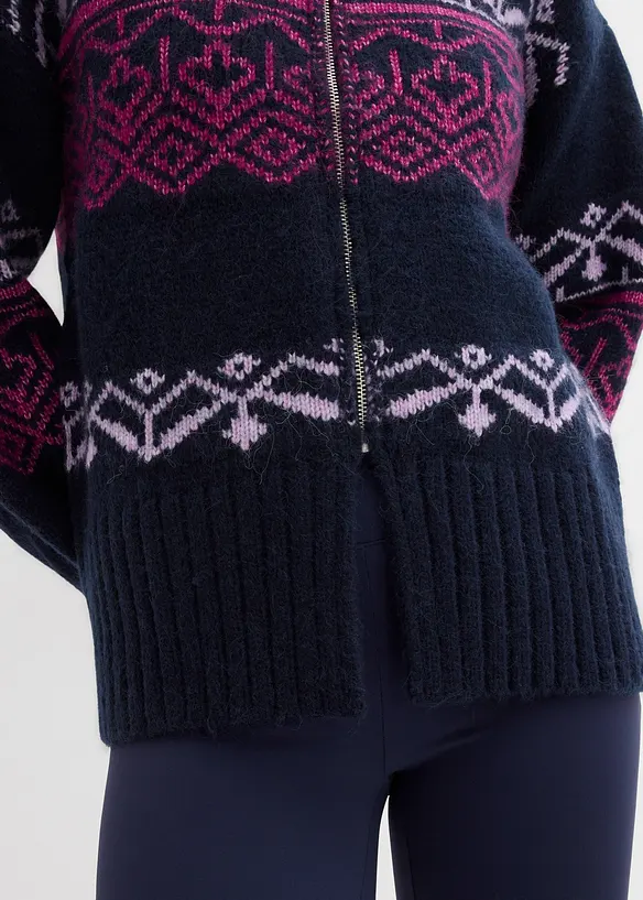 Oversized cardigan med moderne koftemønster, bonprix