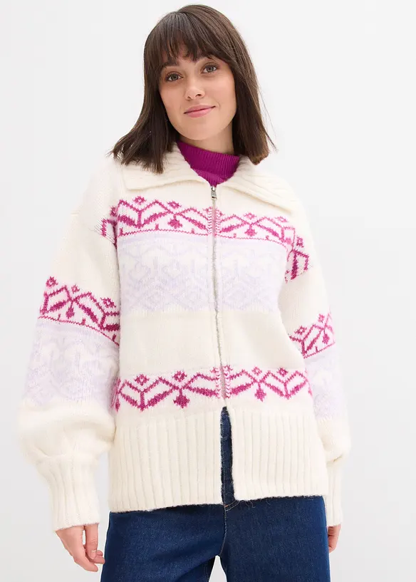 Cardigan med koftem&oslash;nster, bonprix