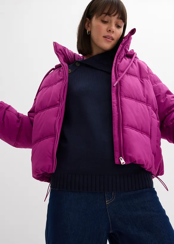 Kort, vattert jakke, bonprix