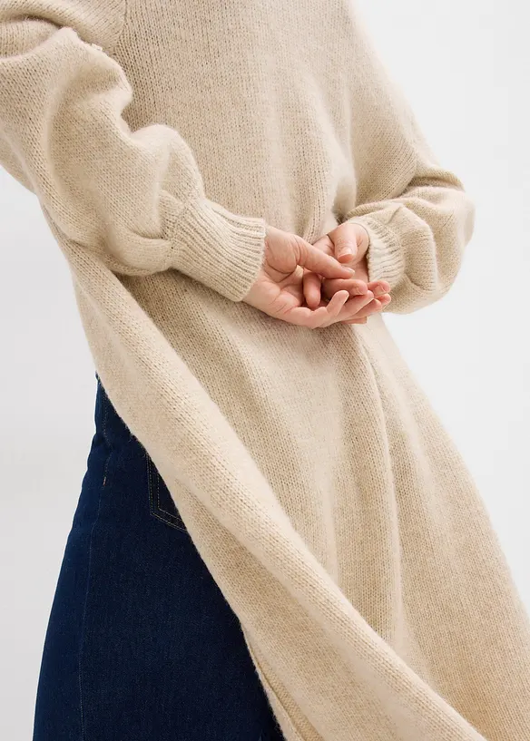 Lang coatigan i h&aring;rete garn, bonprix