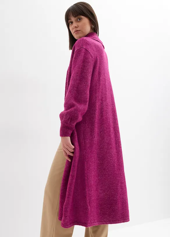 Lang coatigan i hårete garn, bonprix