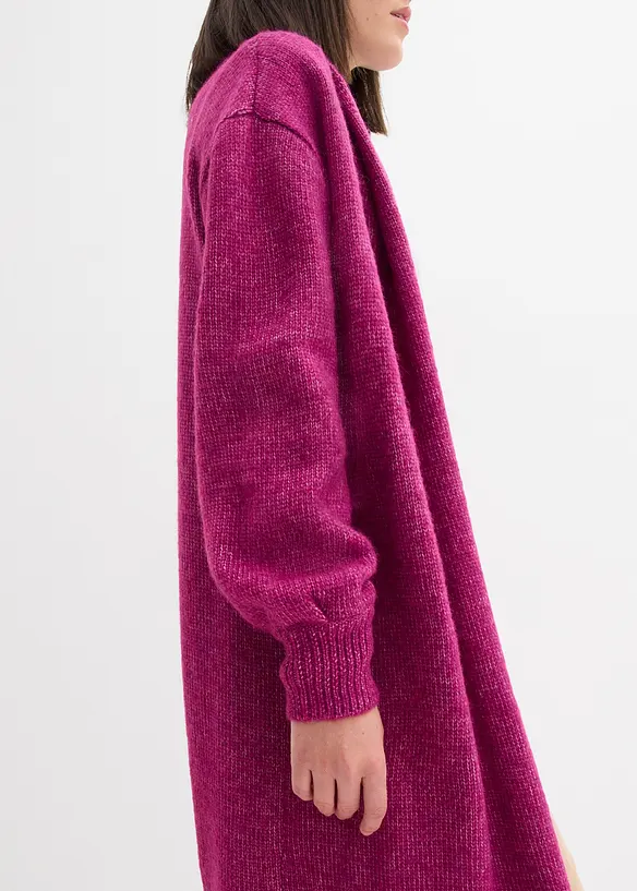 Lang coatigan i hårete garn, bonprix