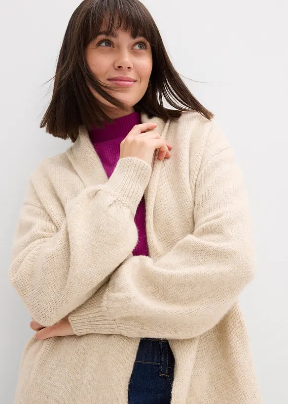 Lang coatigan i h&aring;rete garn, bonprix