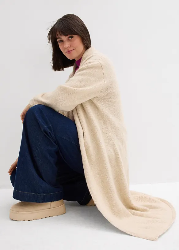 Lang coatigan i h&aring;rete garn, bonprix