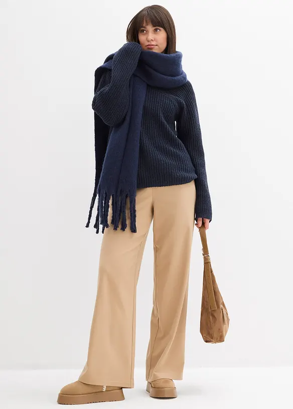 Oversized, ribbestrikket genser, bonprix