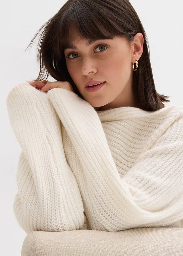 Oversized, ribbestrikket genser, bonprix