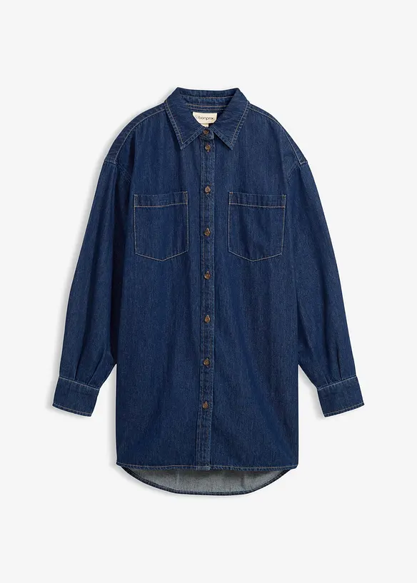 Denimskjorte i formstabilt materiale i 100% bomull, oversized, bonprix