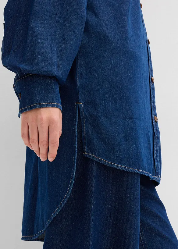 Denimskjorte i formstabilt materiale i 100% bomull, oversized, bonprix