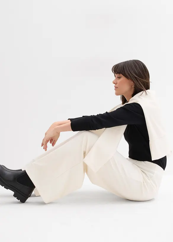 Bukse i behagelig Punto di Roma-materiale med vide ben, bonprix