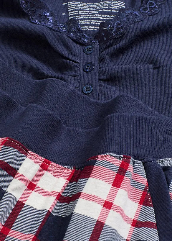 Pyjamas med ribbet topp og knappestolpe, bonprix