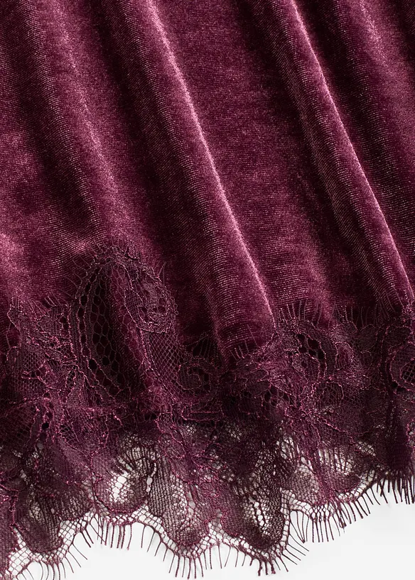 Fløyelstopp med blonder, bonprix