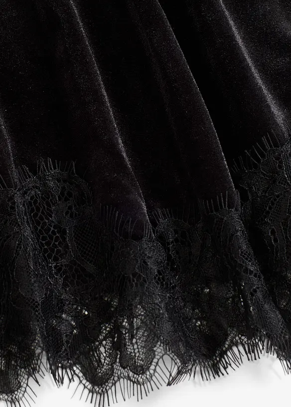 Fløyelstopp med blonder, bonprix