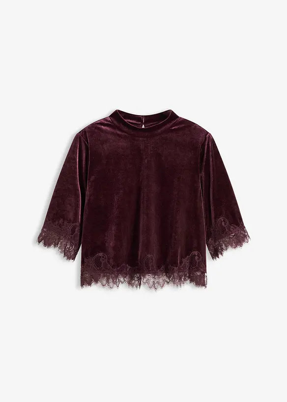 Fløyelstopp med blonder, bonprix