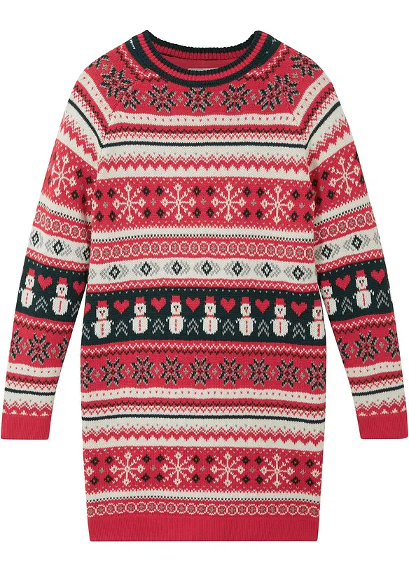 Strikkekjole til jente, med vintermotiv, bonprix