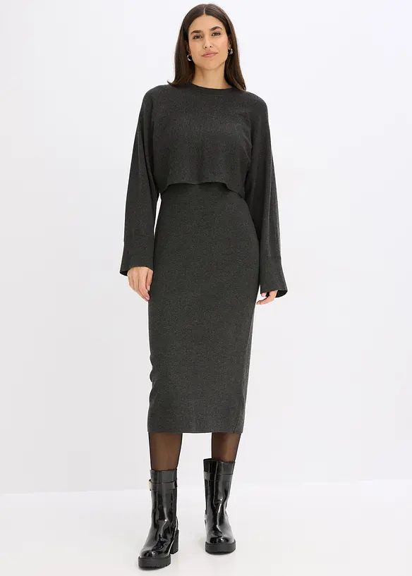 Strikket kjolesett  (2-delt sett), bonprix