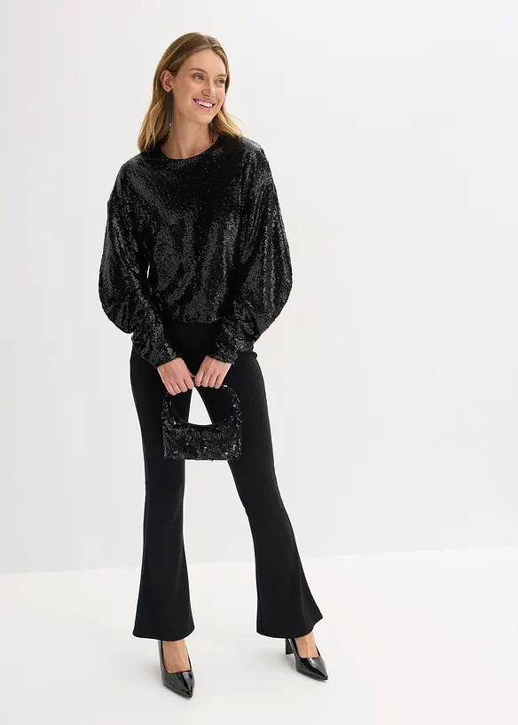 Langermet paljettopp, bonprix