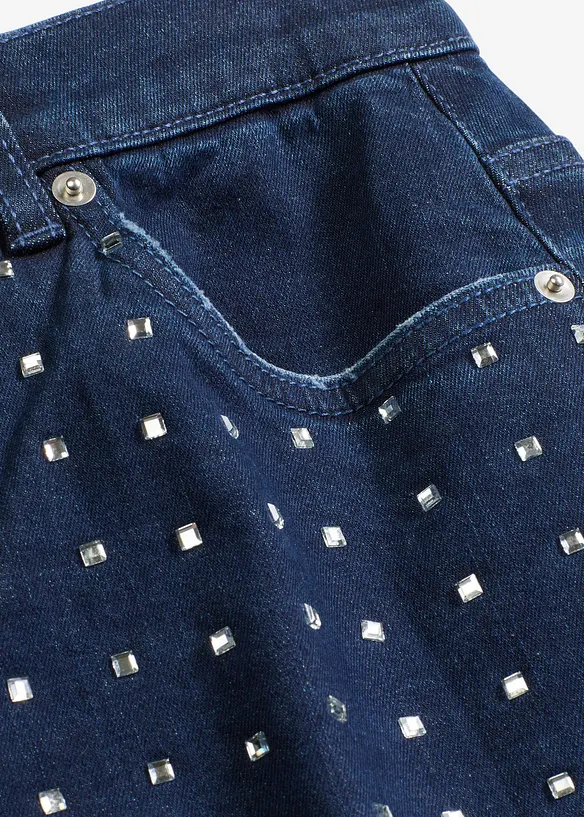 Straight-jeans Mid Waist med strass, Loose Fit, bonprix