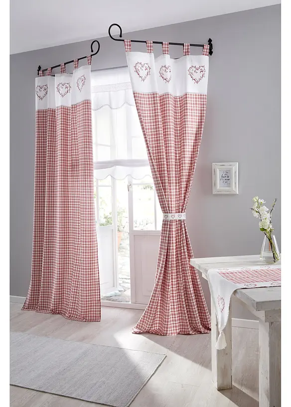 Gardin i økologisk bomull med gardinholder (1-pack), bonprix