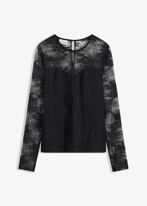 Langermet topp i fint blondemateriale, bonprix