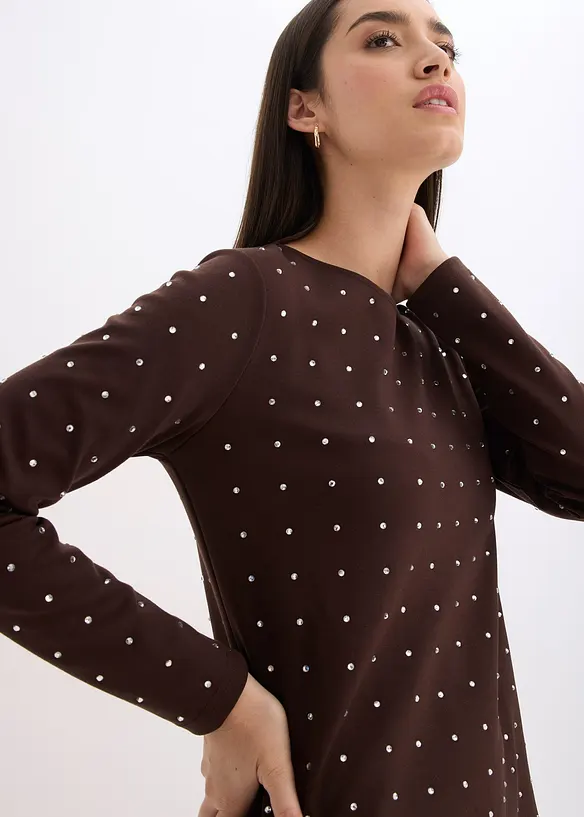 Jerseykjole med strassapplikasjon, bonprix