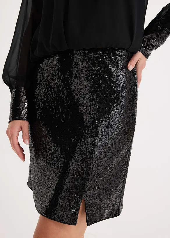 Miniskjørt med paljetter, bonprix
