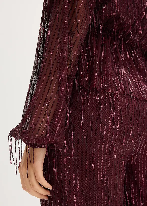 Paljettbluse med frynser, bonprix