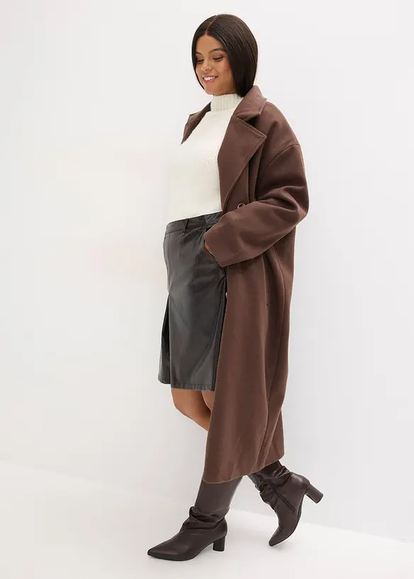 Skj&oslash;rt av imitert lakkskinn med folde, bonprix