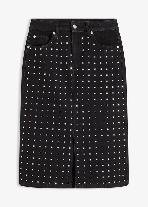 Denimskjørt med strass, bonprix