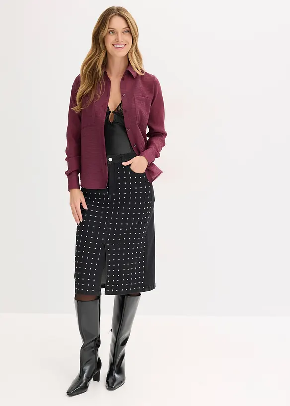 Denimskjørt med strass, bonprix