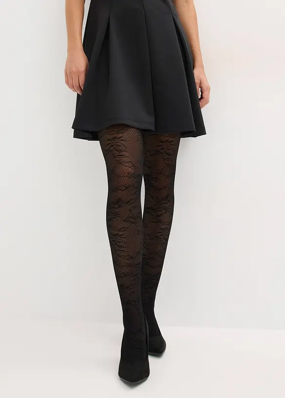 Tynn strømpebukse med blomstrete nettingmønster, bonprix
