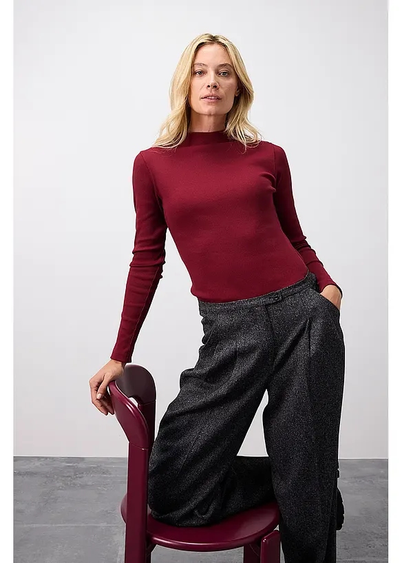 Langermet topp i ribbemateriale, bonprix