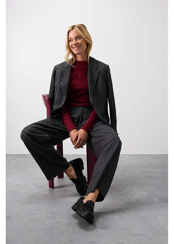 Langermet topp i ribbemateriale, bonprix