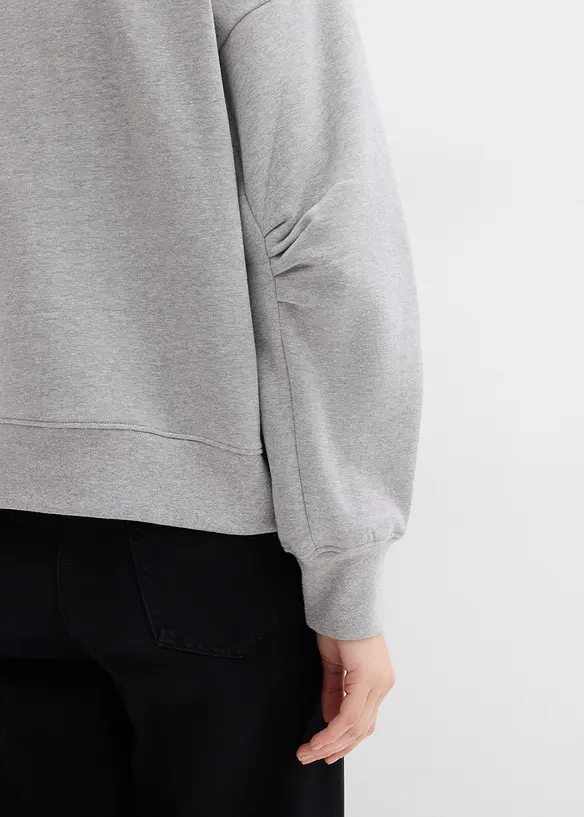 Sweatshirt med vid ribbekrage, av økologisk bomull, bonprix