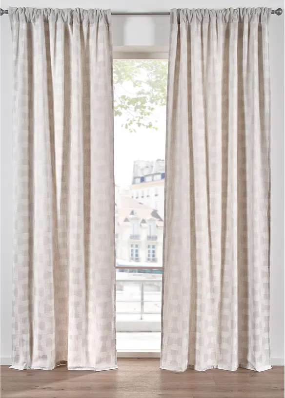 Jacquardvevd gardin i økologisk bomull (1-pack), bonprix