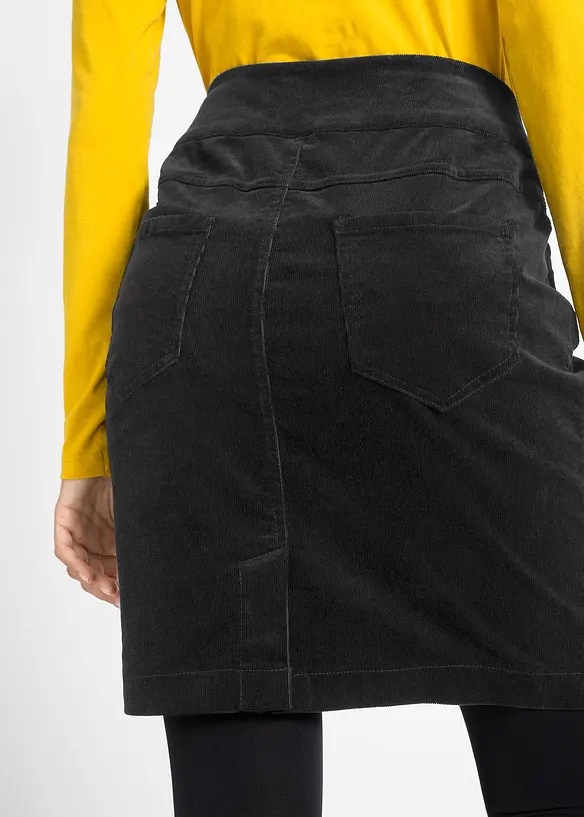 Skjørt i kordfløyel med stretch og komfortlinning, bonprix