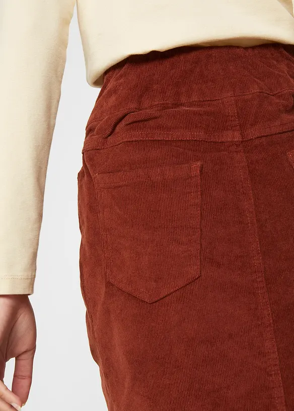 Skj&oslash;rt i kordfl&oslash;yel med stretch og komfortlinning, bonprix