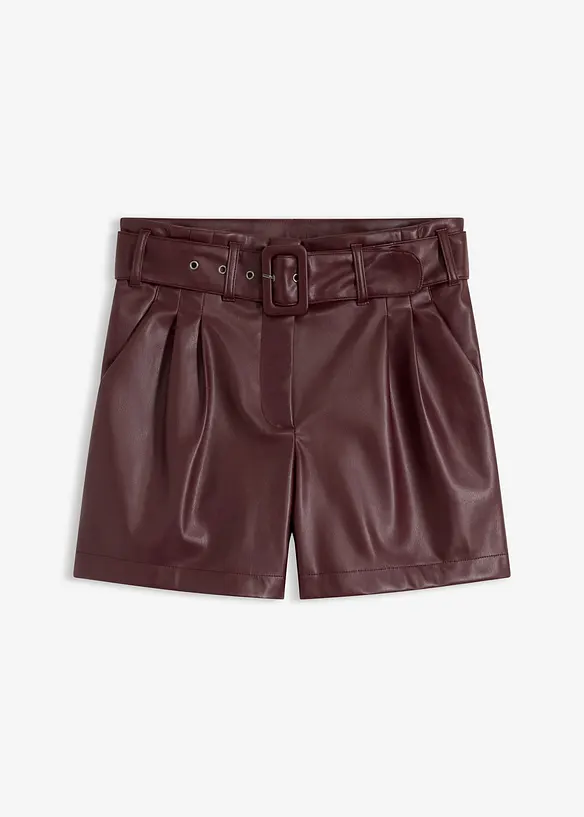 Shorts i imitert skinn med belte, bonprix