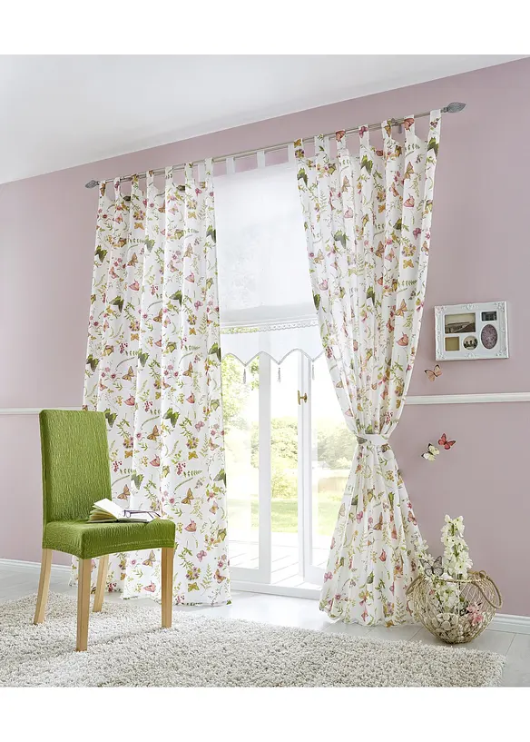 Mikrofibergardin med vår-print  (1-pack), bonprix