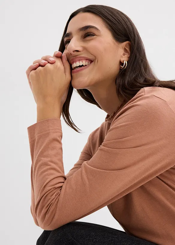 Langermet topp i bomullsmiks, bonprix