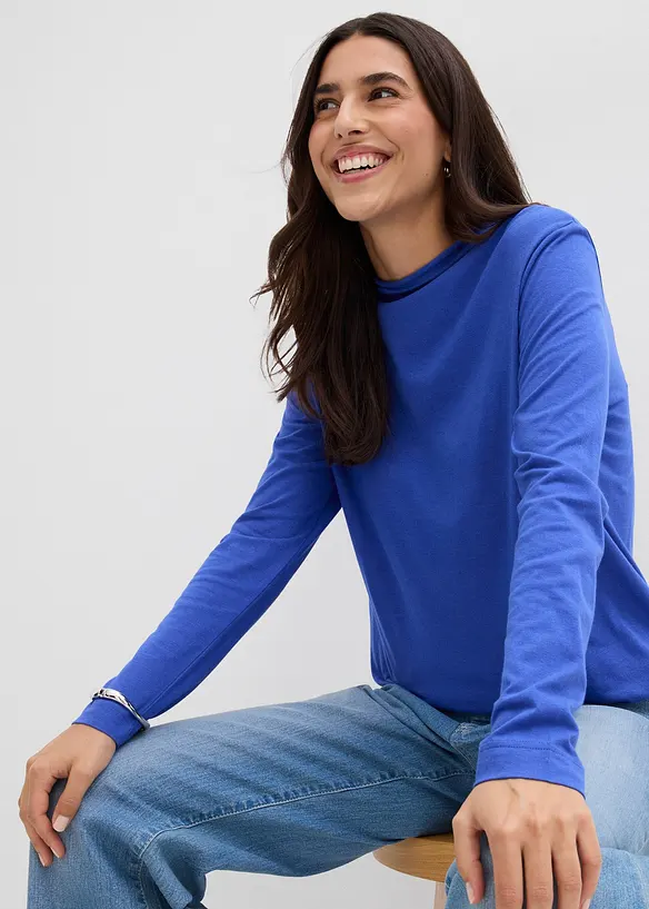 Langermet topp i bomullsmiks, bonprix