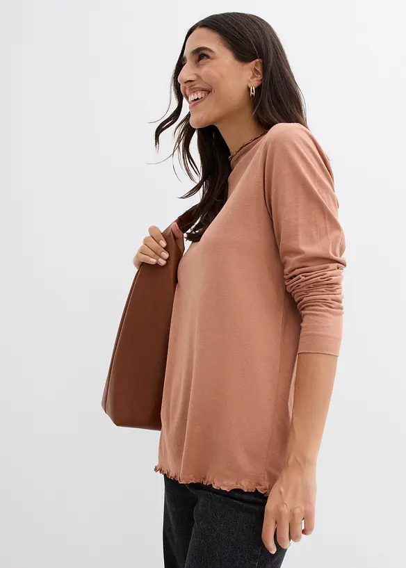 Langermet topp i bomullsmiks, bonprix