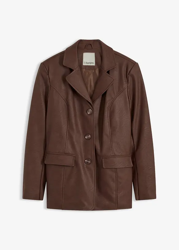 Lang blazer i imitert skinn, bonprix