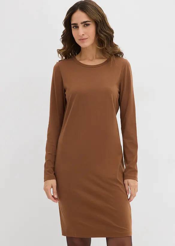 Figurnær jerseykjole i bomull med stretch (2-pack), bonprix