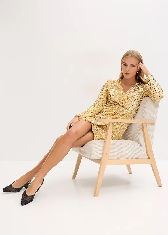 Paljettkjole i myk fløyel, bonprix