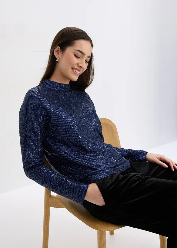 Bluse med paljetter, bonprix