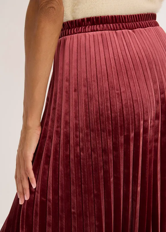 Plisséskjørt i myk fløyel, bonprix