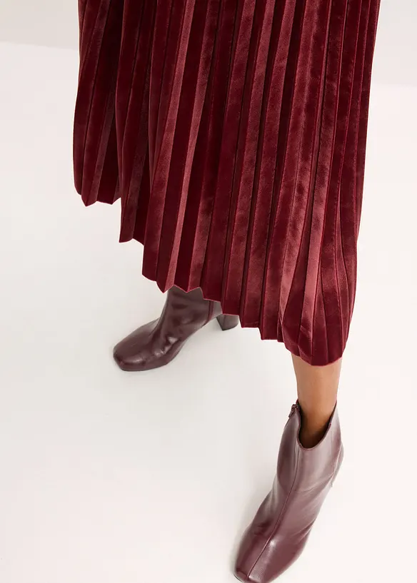 Plisséskjørt i myk fløyel, bonprix