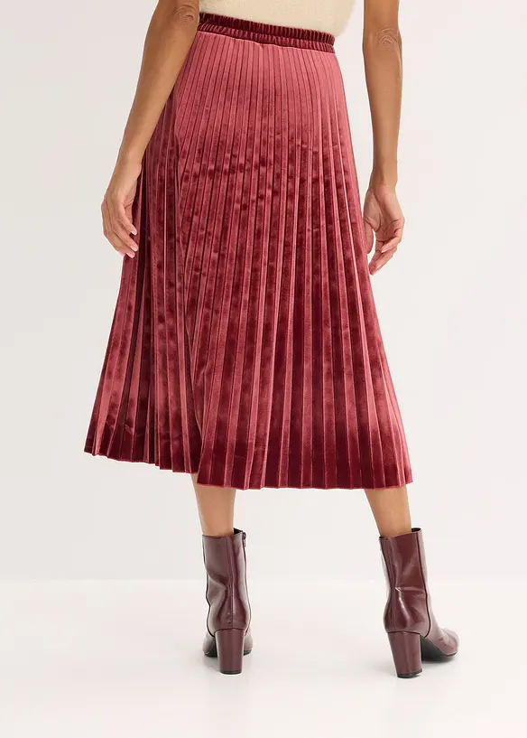 Plisséskjørt i myk fløyel, bonprix