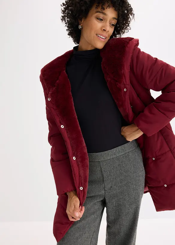 Vattert jakke med fuskepels, bonprix