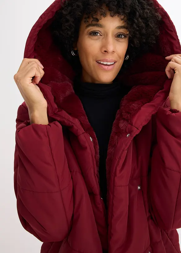 Vattert jakke med fuskepels, bonprix